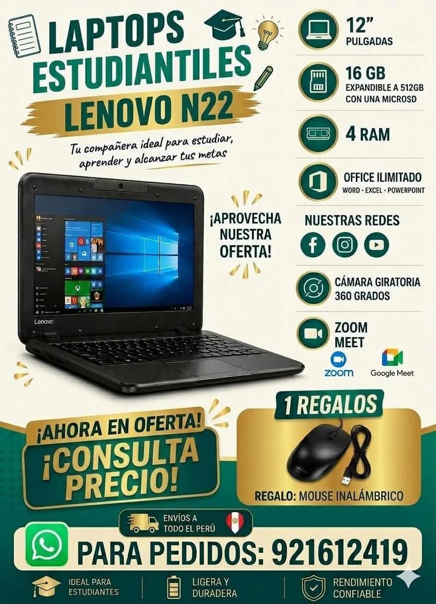 Laptops estudiantiles Lenovo N22